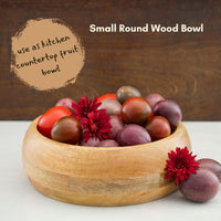 Natural Round Wood Salad Bowl Set, 13" Wide