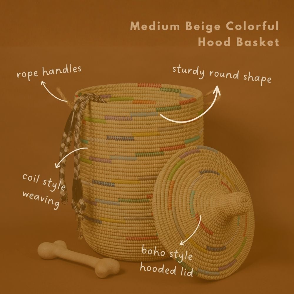 Beige Colorful Wicker Storage Baskets