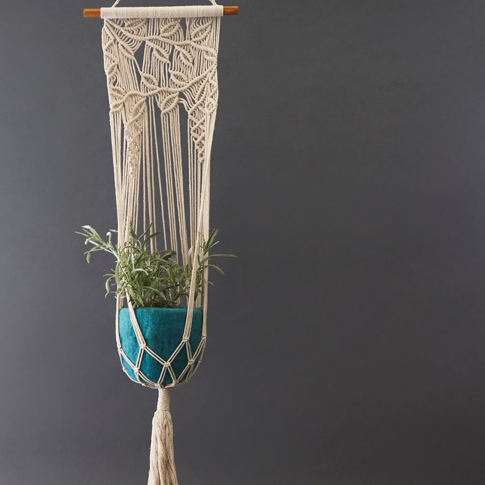 Turquoise Felt Hanging Succulent Planter Set