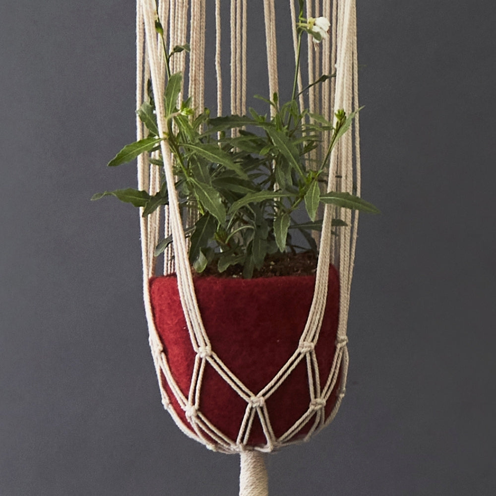 Burgundy Felt Hanging Succulent Planter Set