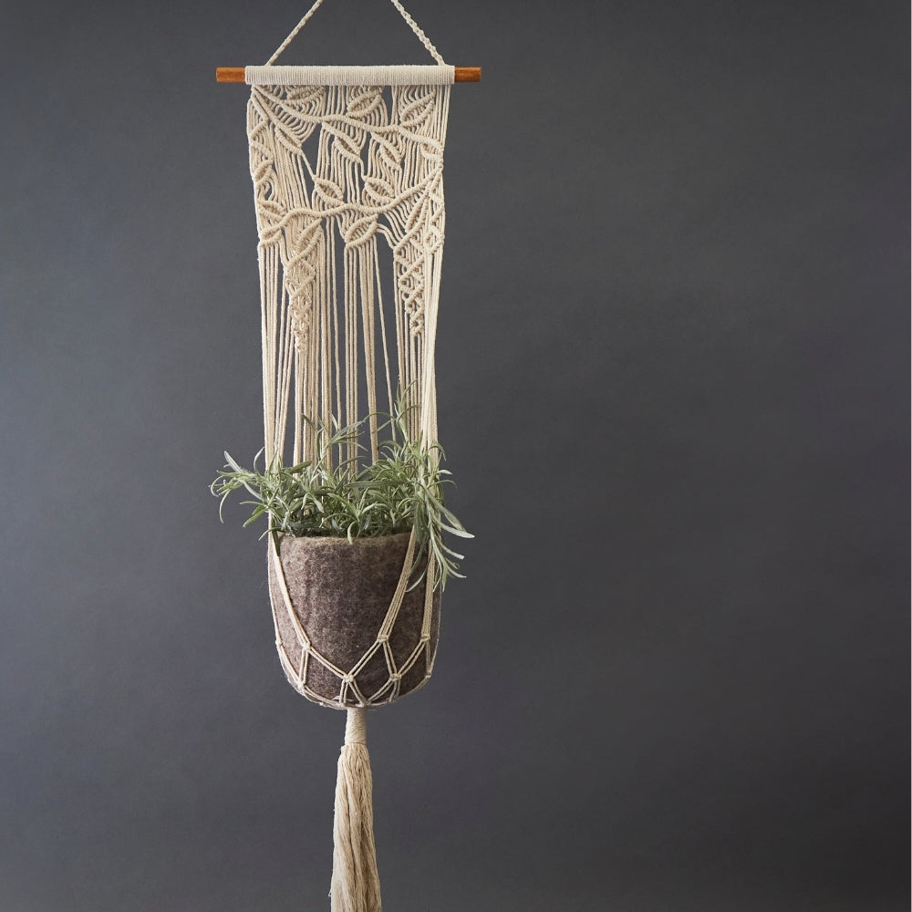 Grey Felt Hanging Succulent Planter Set