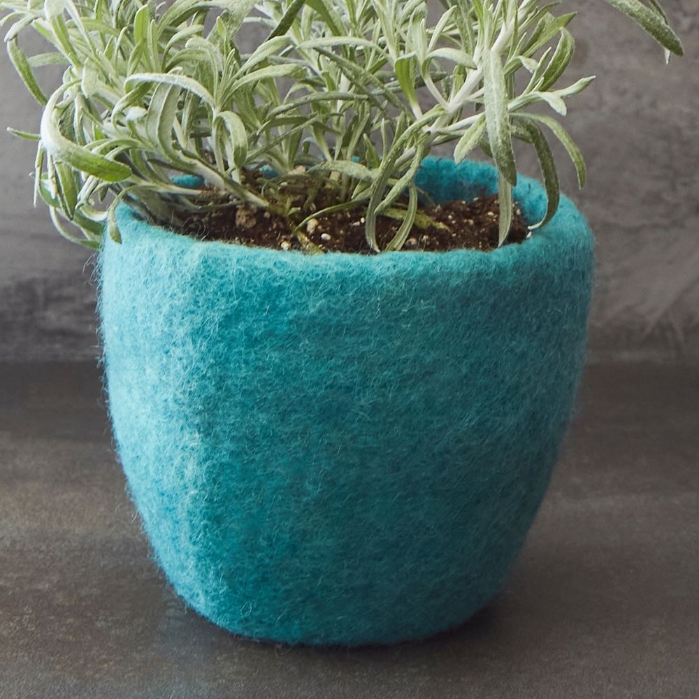 Turquoise Felt Succulent Planter