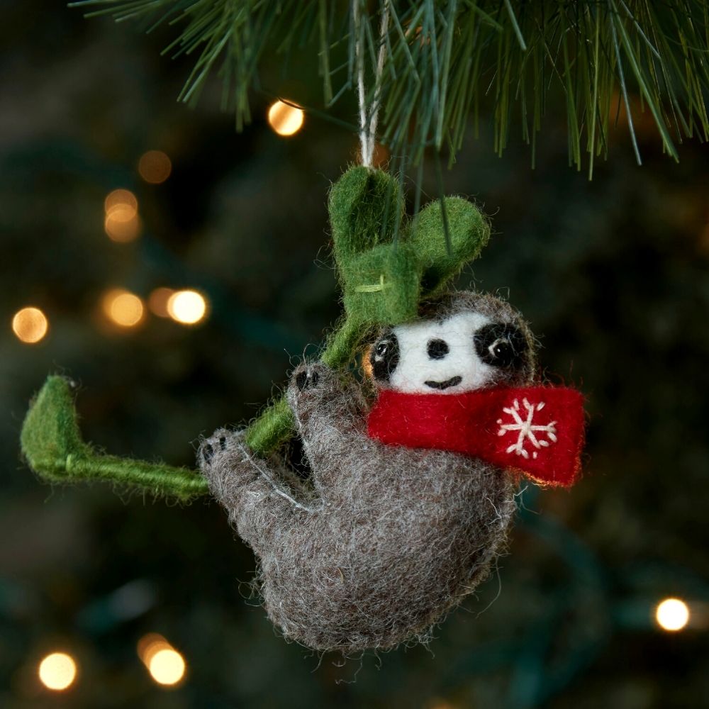 Felt Holiday Sloth Ornament
