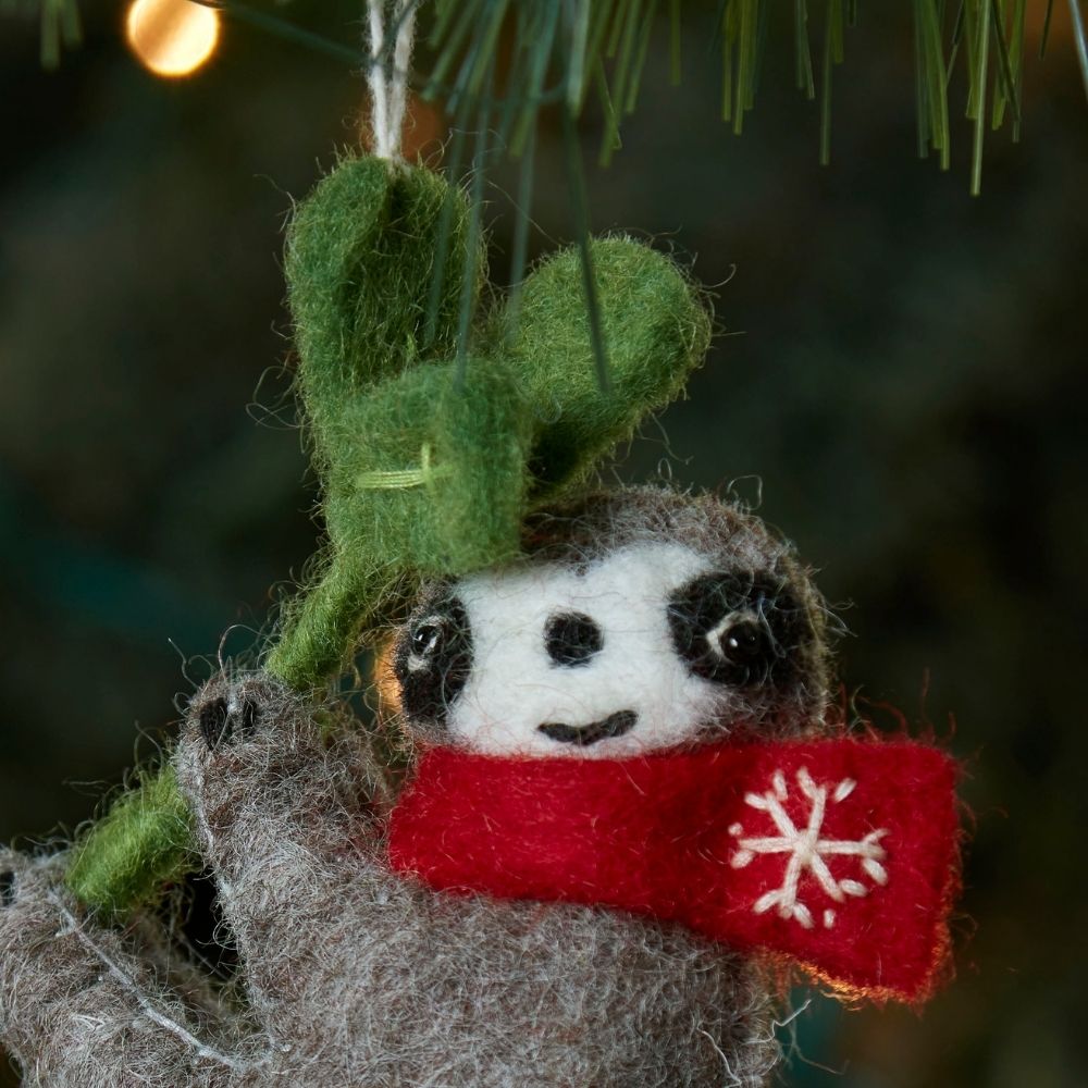 Felt Holiday Sloth Ornament