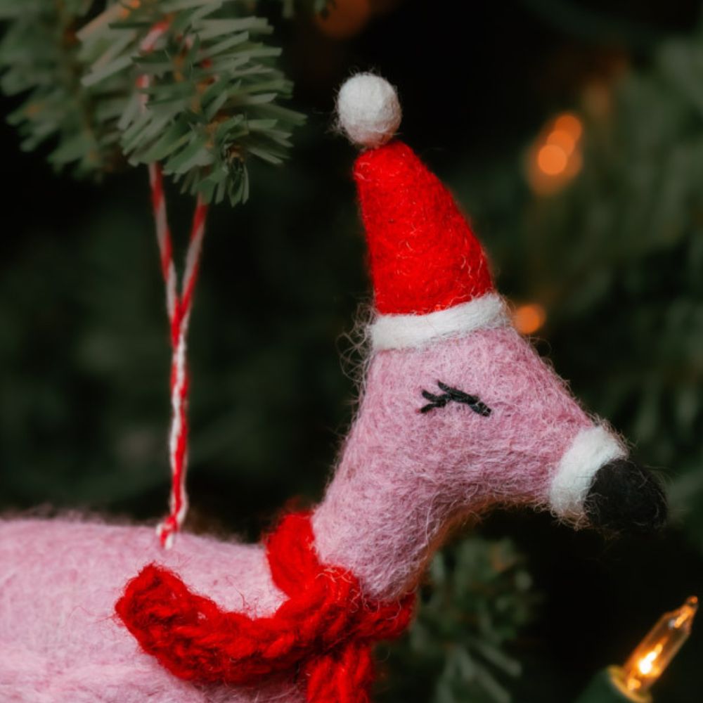 Felt Holiday Flamingo Ornament
