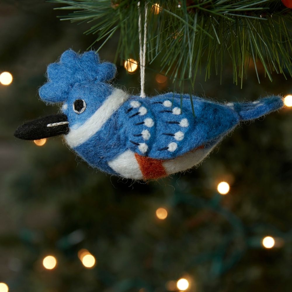 Felt Belted Kingfisher Ornament