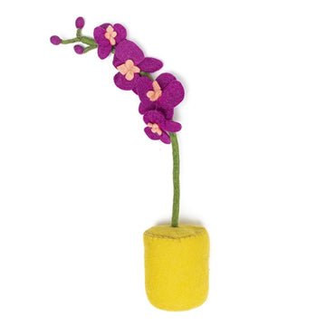 Felt Yellow Pot Pink Orchids
