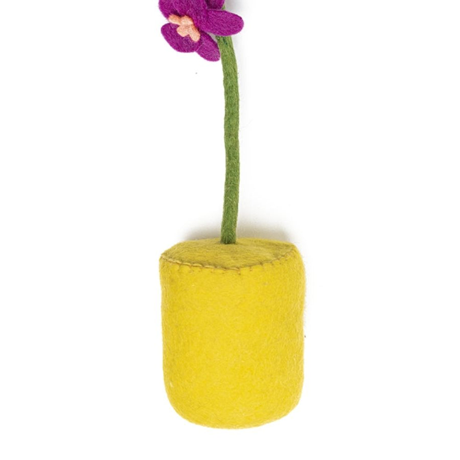 Felt Yellow Pot Pink Orchids