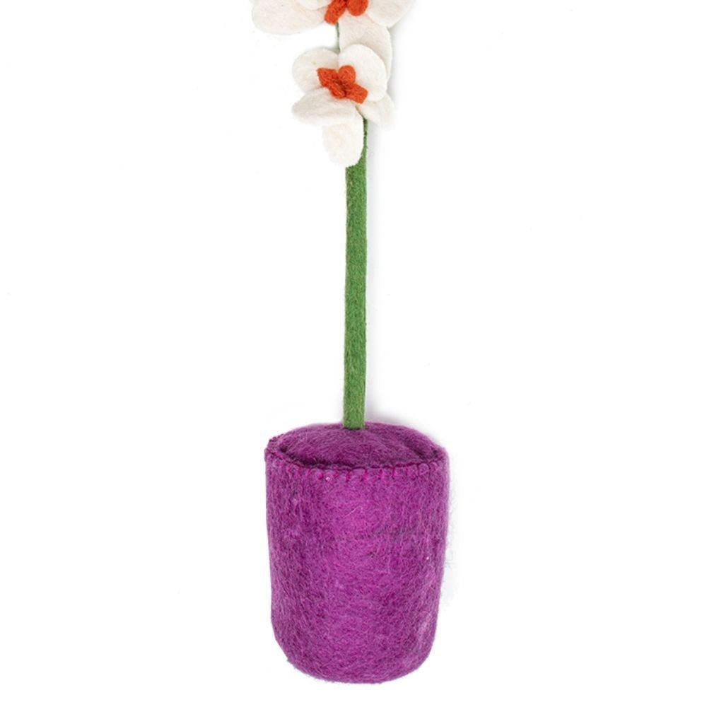 Felt Pink Pot White Orchids