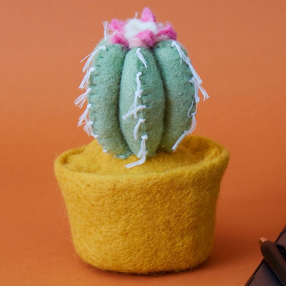 Felt Yellow Pot Green Cactus