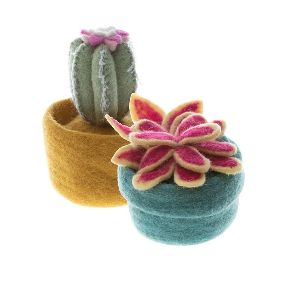 Felt Teal Cactus Pot Set