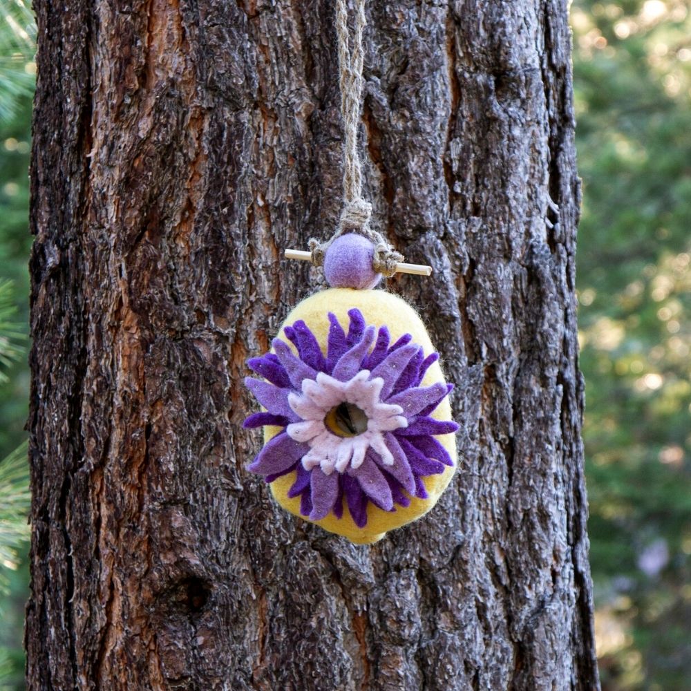 Felt Purple Sunflower Bird House