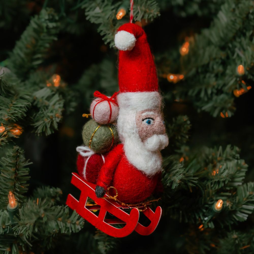 Felt Santa Claus with Gifts Ornament