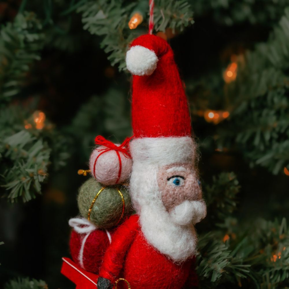 Felt Santa Claus with Gifts Ornament