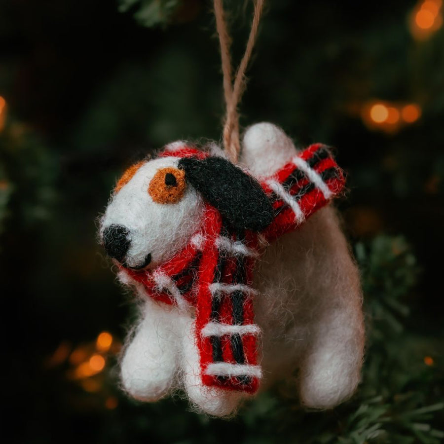 Felt Holiday Scarf Bull Terrier Dog Ornament