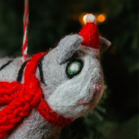 Felt Holiday Scarf Cat Ornament