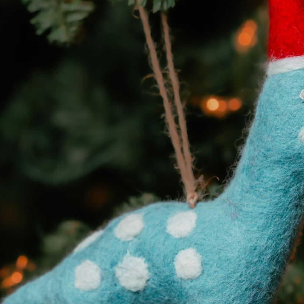 Felt Holiday Dinosaur Ornament