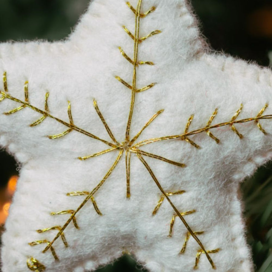 Felt Snow Star Ornament Set of 5