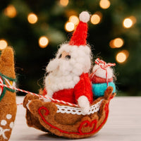 Felt Santa Claus Sledging Holiday Figurine