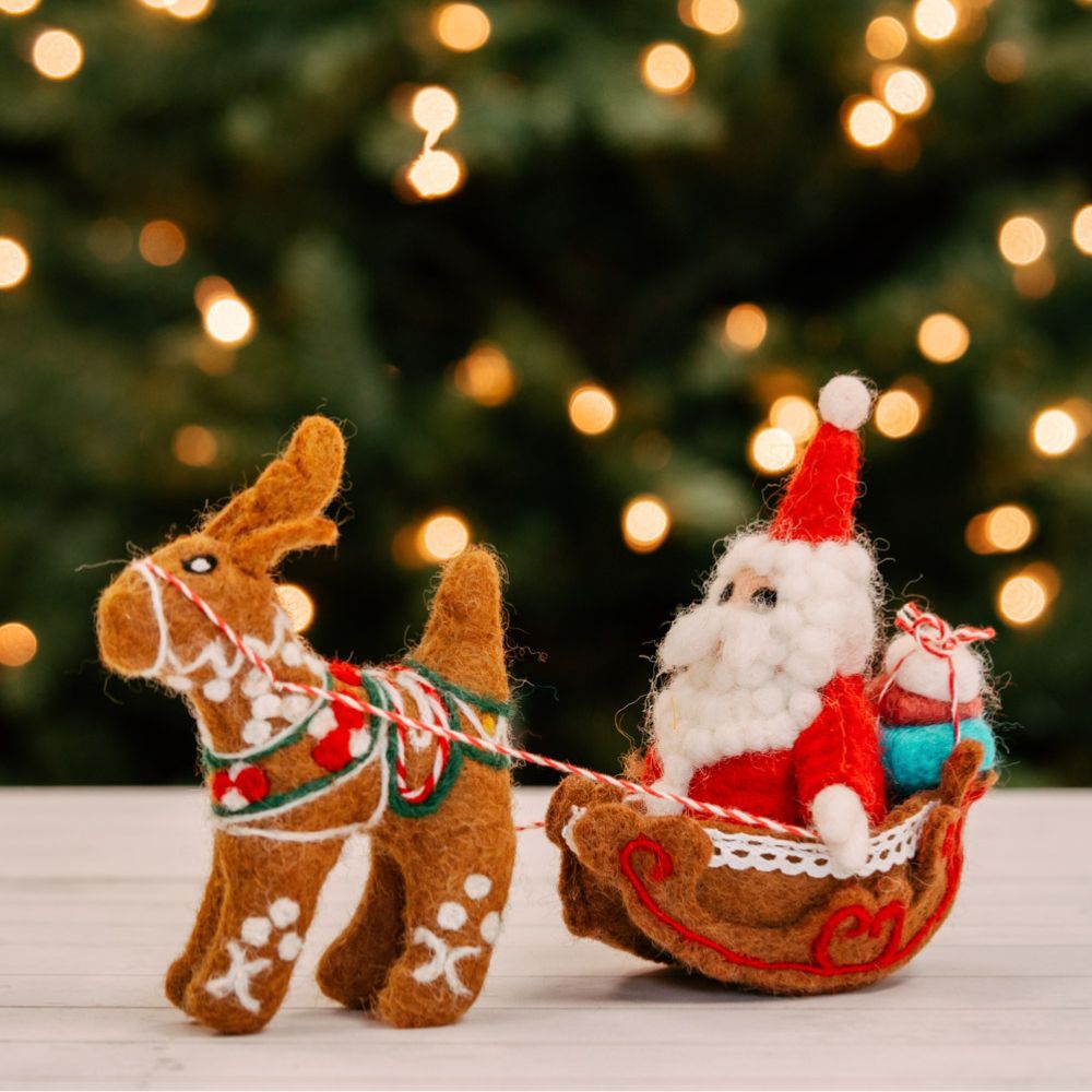 Felt Santa Claus Snowman Holiday Figurine Set