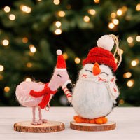 Felt Penguin Flamingo Holiday Figurine Set of 2