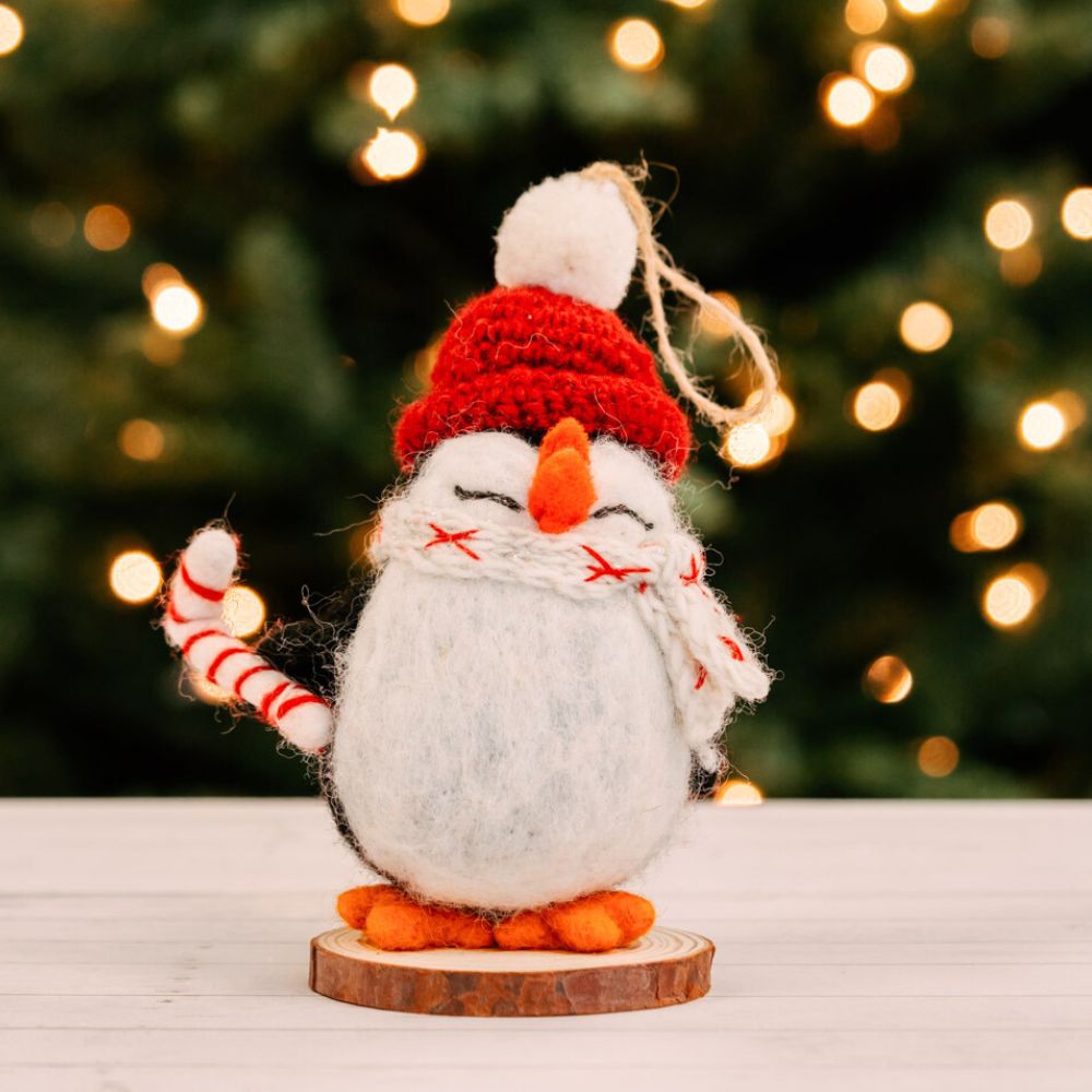 Felt Penguin Flamingo Holiday Figurine Set of 2