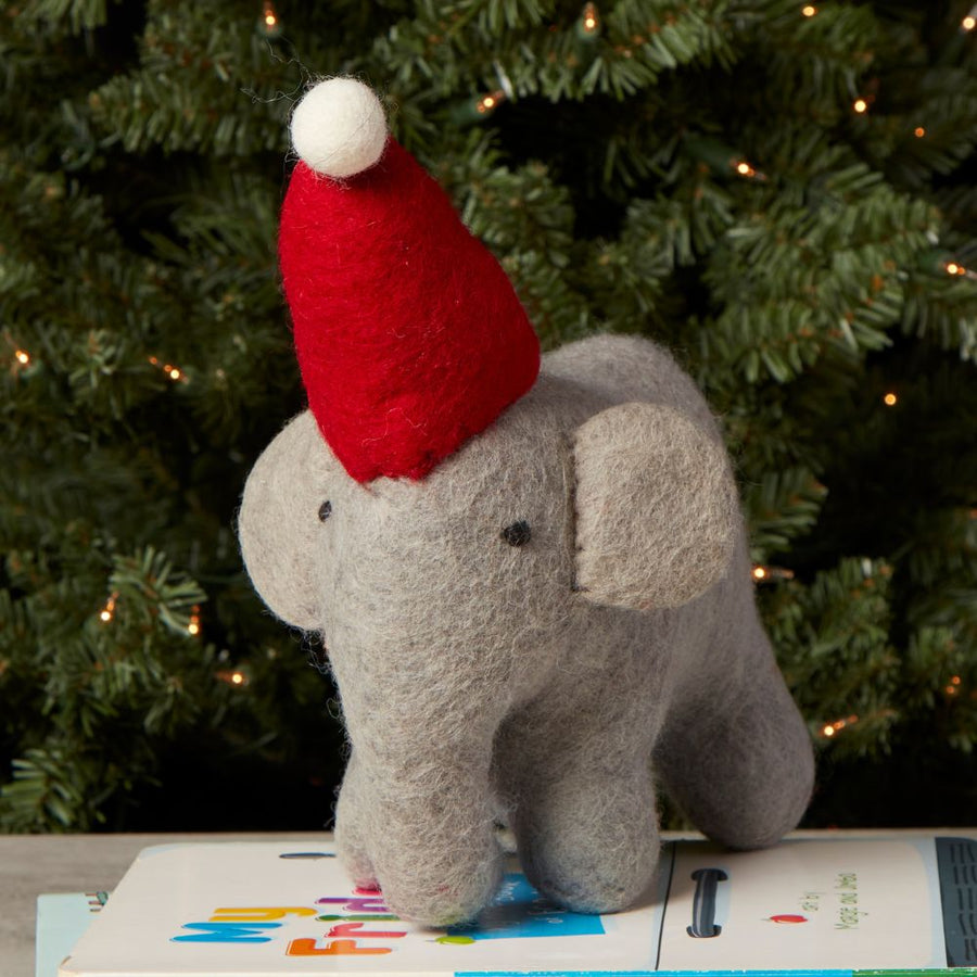 Felt Elephant Holiday Figurine