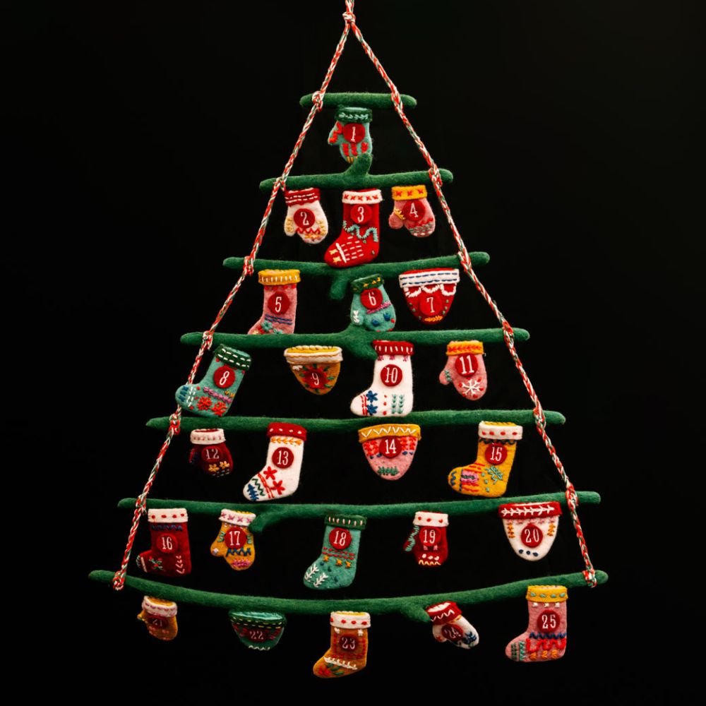 Colorful Felt Christmas Tree Advent Calendar