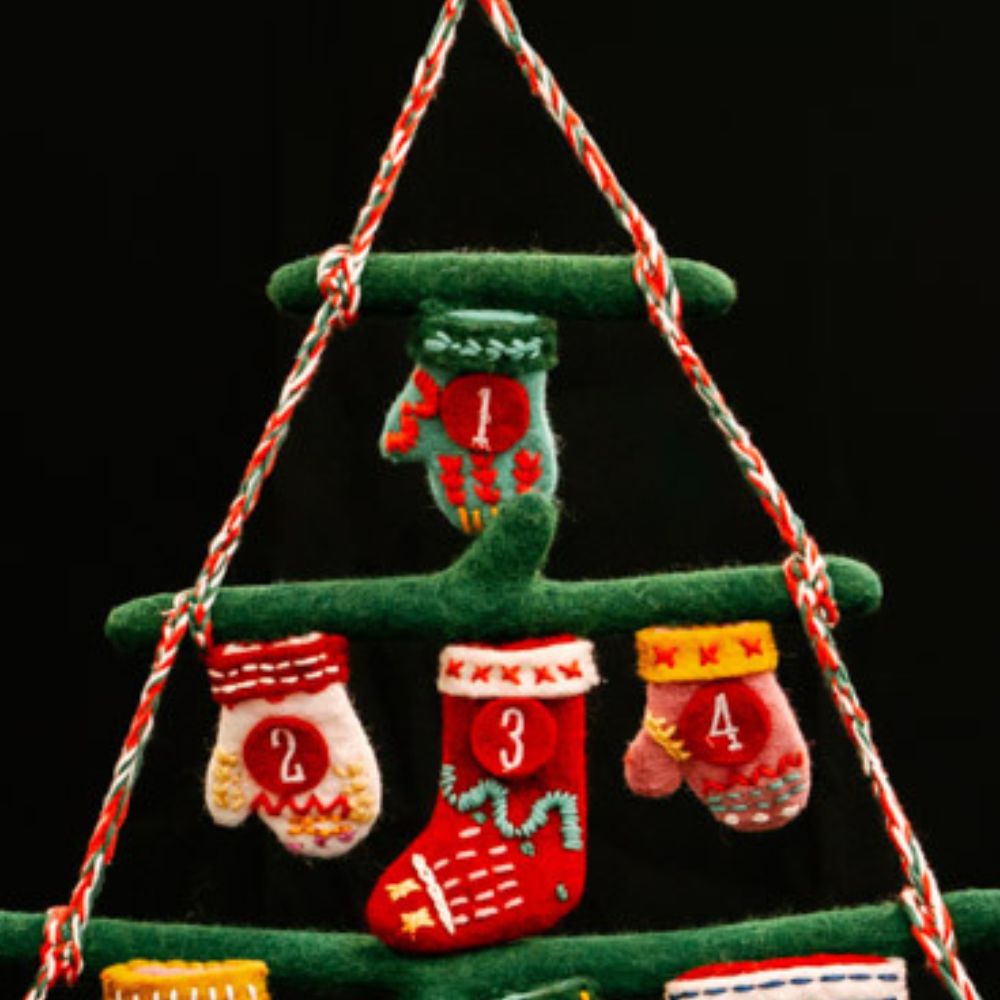 Colorful Felt Christmas Tree Advent Calendar