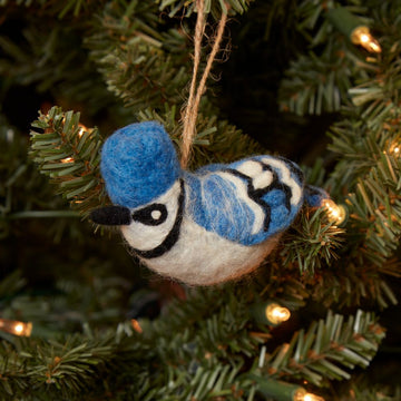 Felt Blue Jay Bird Ornament