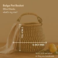 African Wicker Basket, Checkered, 16 Inch Wide