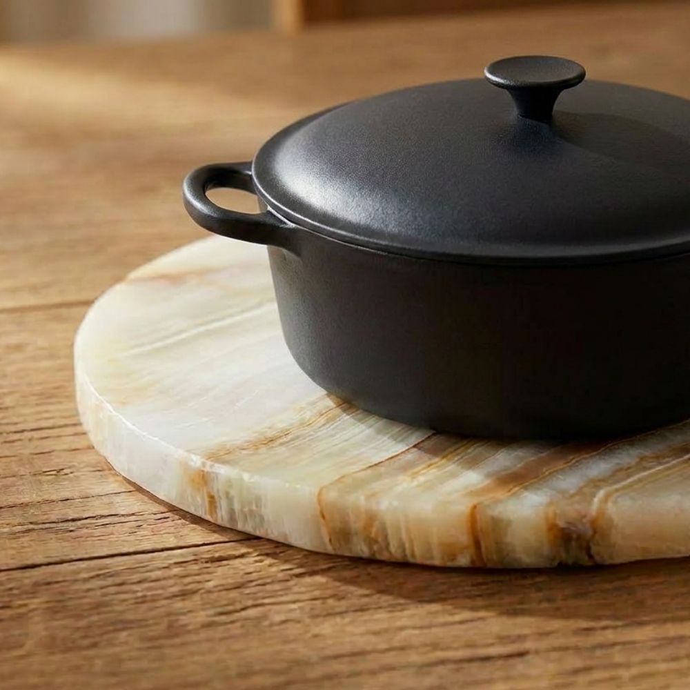 Onyx Stone Trivets for Dining Table and Kitchen, 7" Round