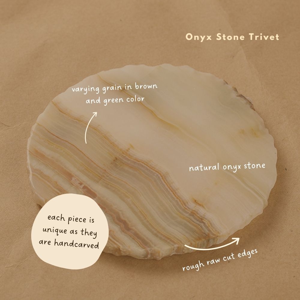 Onyx Stone Trivets for Dining Table and Kitchen, 7" Round