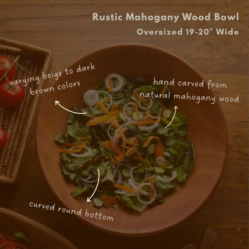 Rustic Wood Bowls for Serving Salads and Fruits