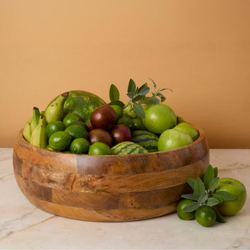 Fruit Bowl for Kitchen Countertop, Big Wood Baskets, Garden Harvest Storage, Farmhouse Home Decor