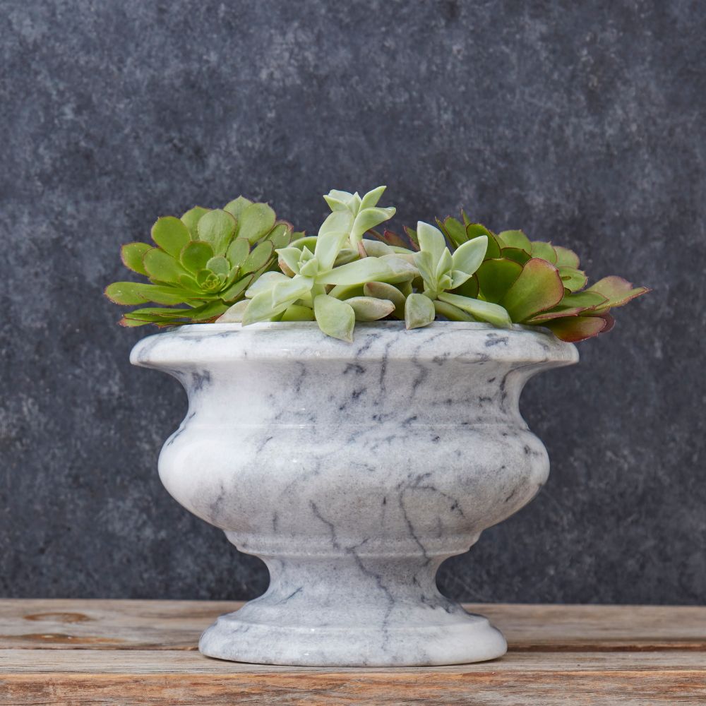 Gray Marble Succulent Planter Urn