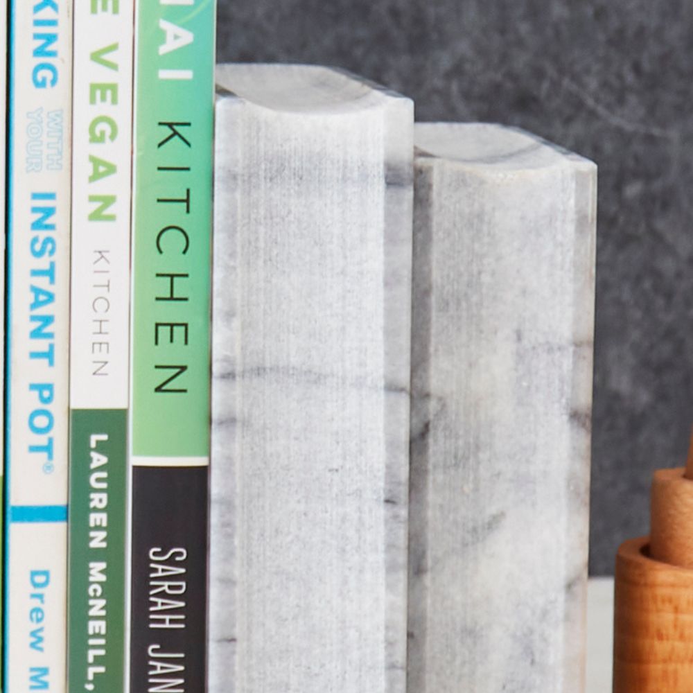 Gray Marble Book Sculpture Bookends