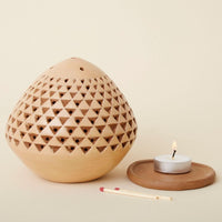 Cream Triangle Terracotta Tealight Incense Holder