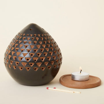 Black Triangle Terracotta Tealight Incense Holder
