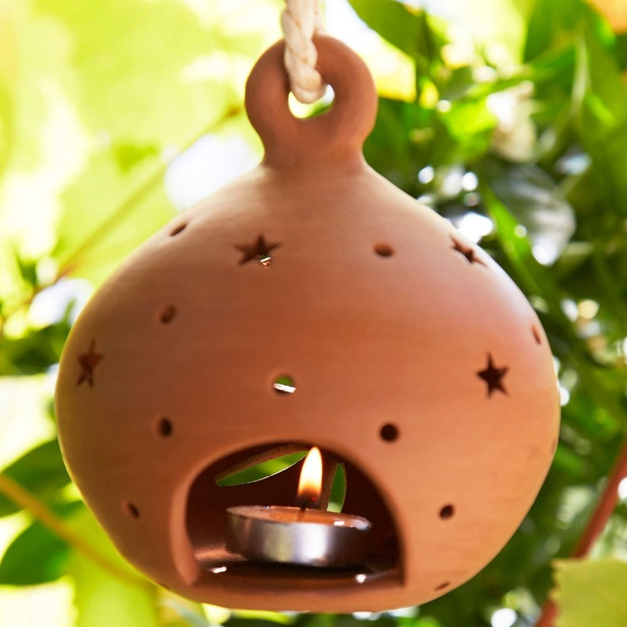 Small Pear Shape Terracotta Hanging Lantern