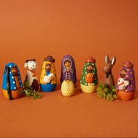 Colorful Ceramic Tabletop Nativity Set of 8