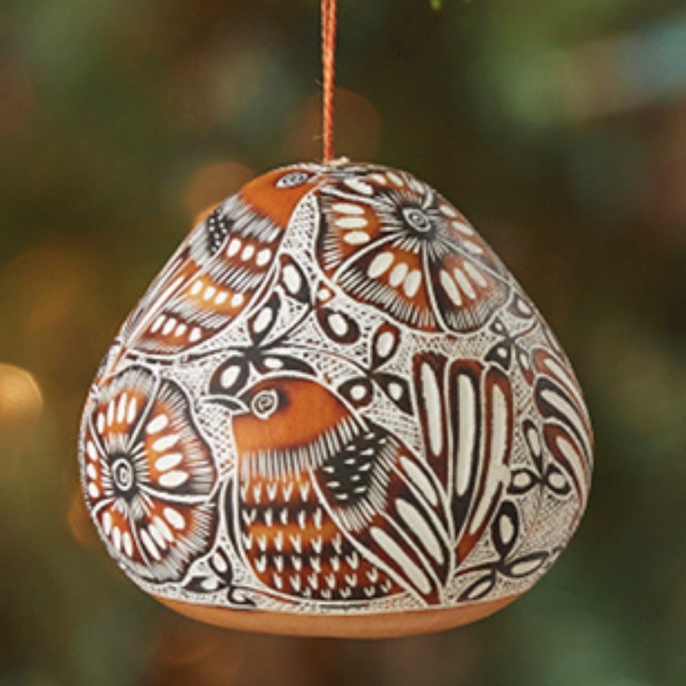 Mini Birds Motif Gourd Ornament Set