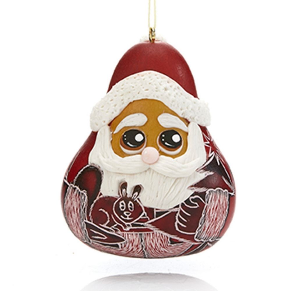 Mini Gourd Holiday Santa Claus Ornament