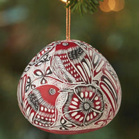 Mini Red Bird Motif Gourd Ornament