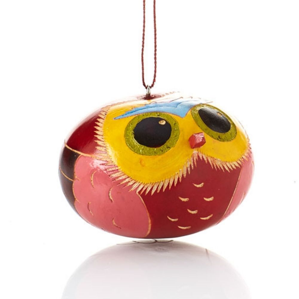 Mini Bright Owl Gourd Ornament