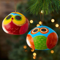 Mini Bright Owl Gourd Ornament