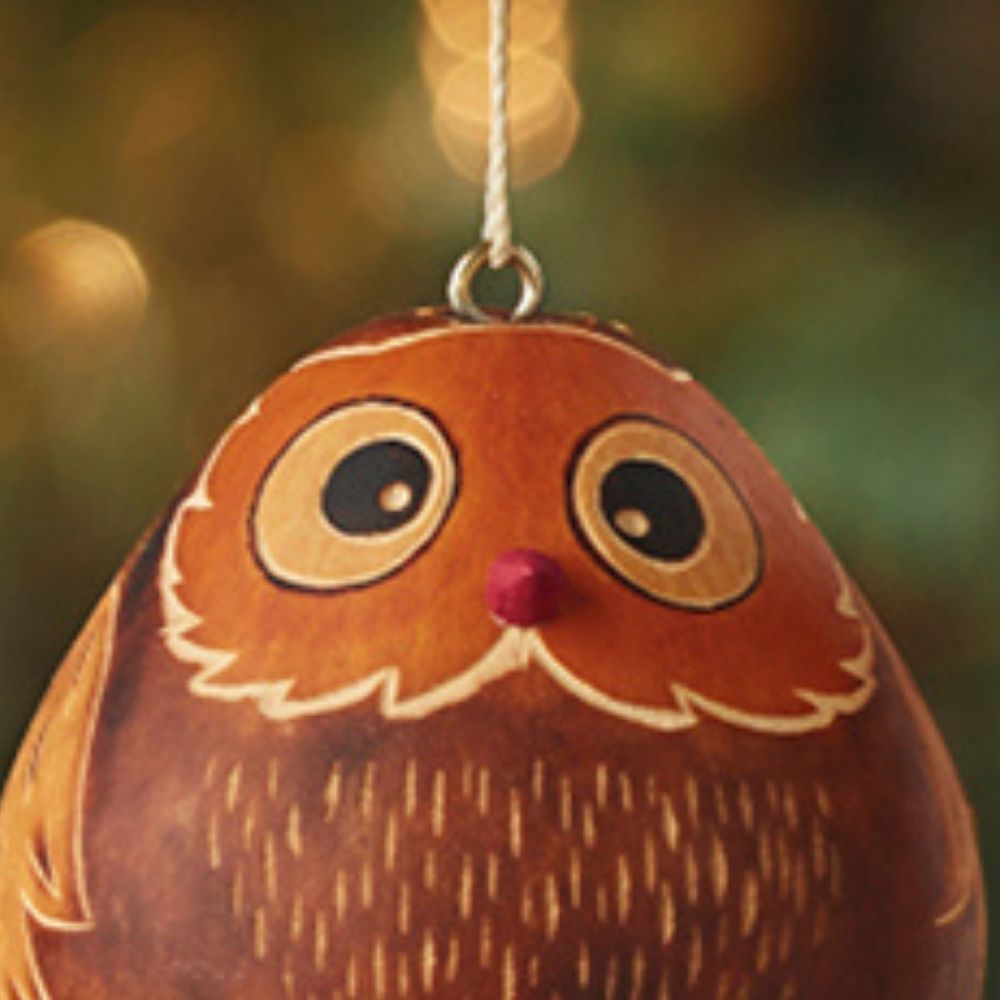 Mini Owl Gourd Ornament