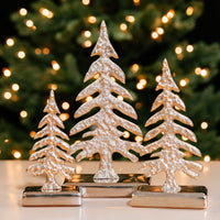 Set of Holiday Gold Reindeers Silver Trees