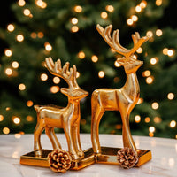Set of Holiday Gold Reindeers Silver Trees