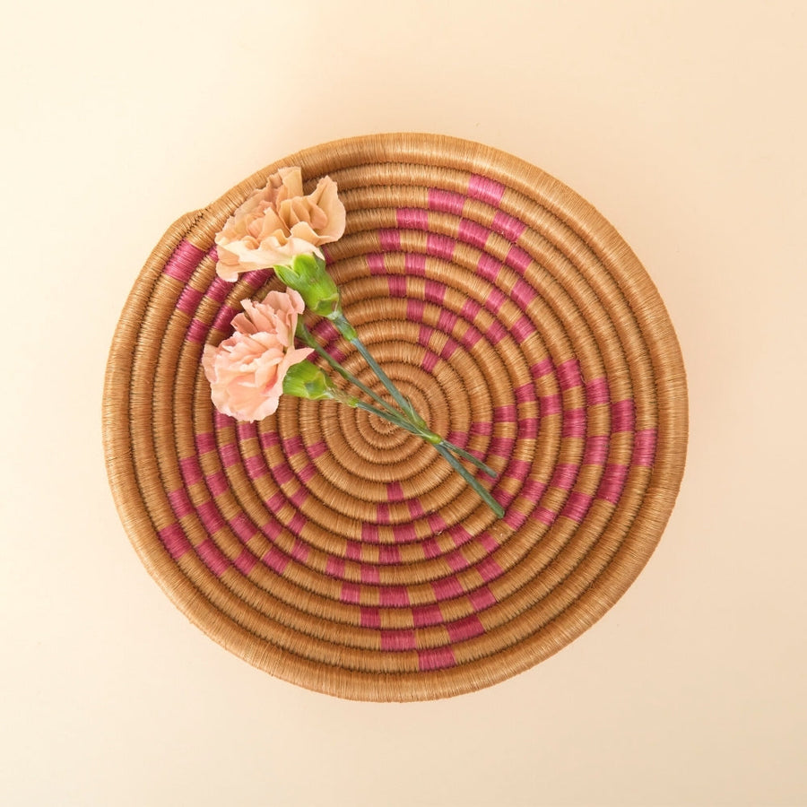 Mini Pink Sisal Jewelry Ring Dish Garlic Kitchen Woven Bowl